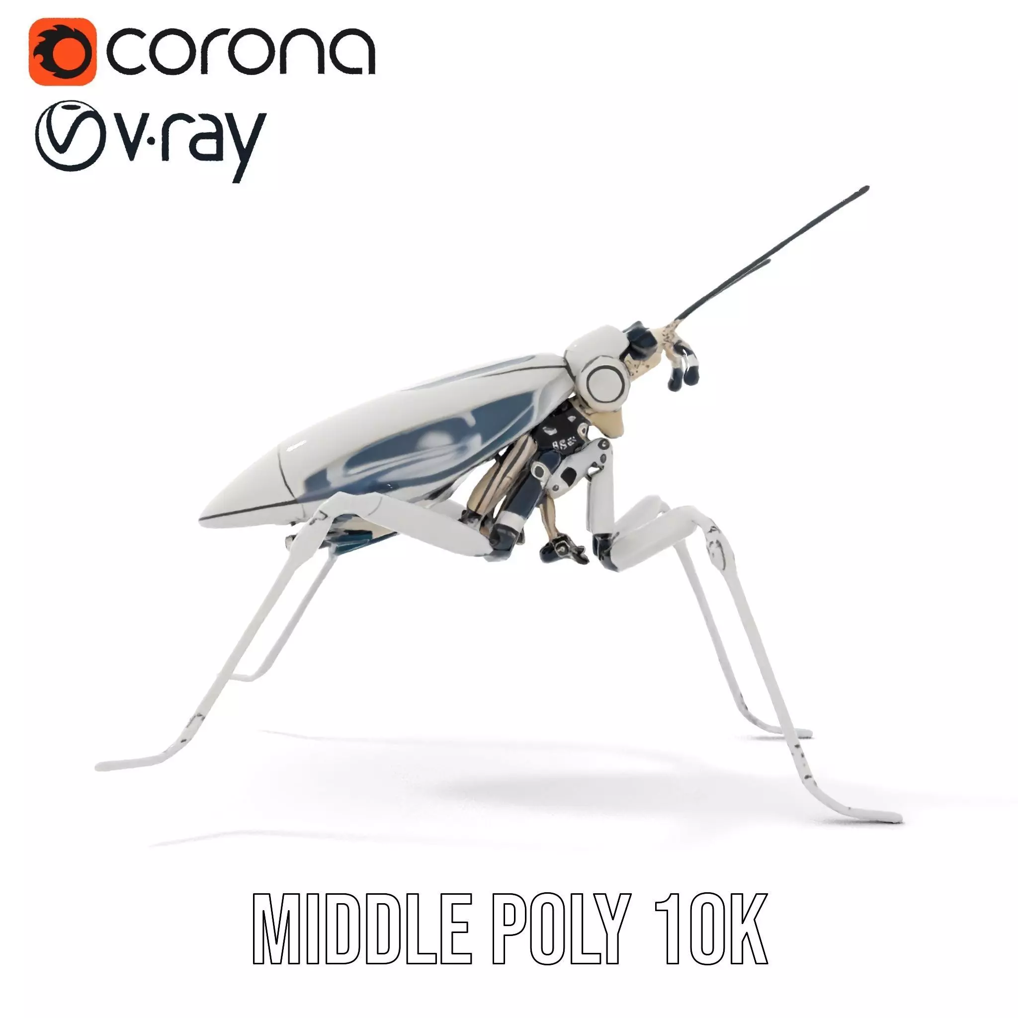 Futuristic Metallic Insect model pack Low-poly 3D model_5