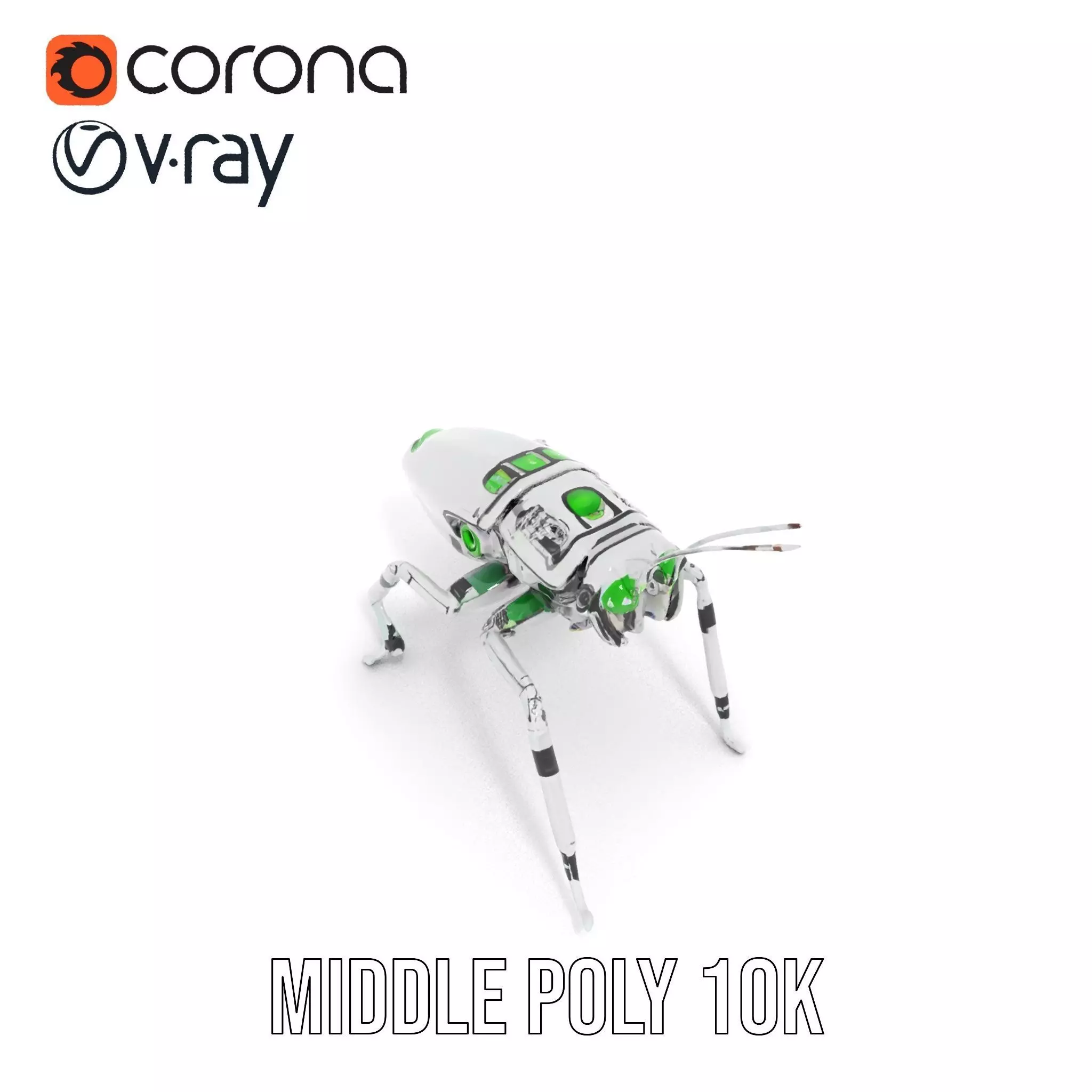 Cyber Insect Metallic model pack Low-poly 3D model_6