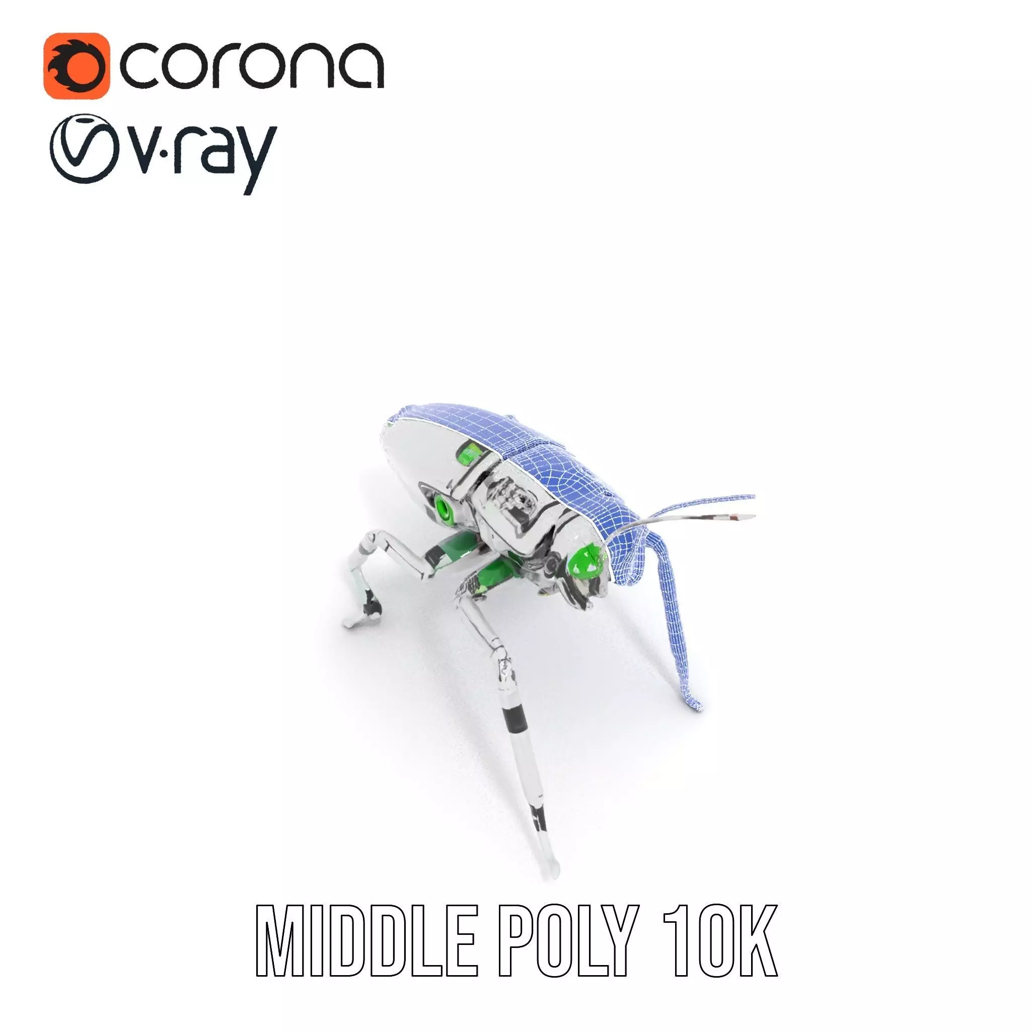 Cyber Insect Metallic model pack Low-poly 3D model_18