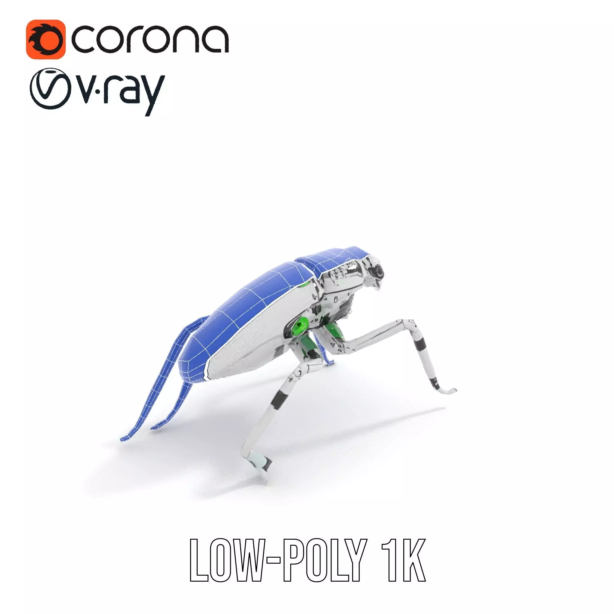 Cyber Insect Metallic model pack Low-poly 3D model_14