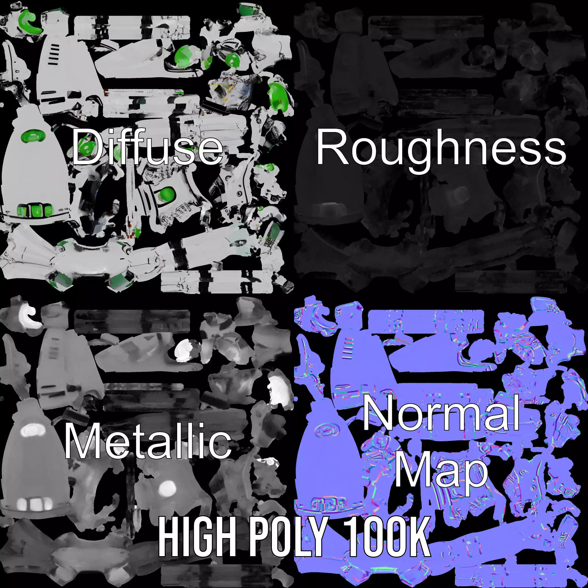 Cyber Insect Metallic model pack Low-poly 3D model_3