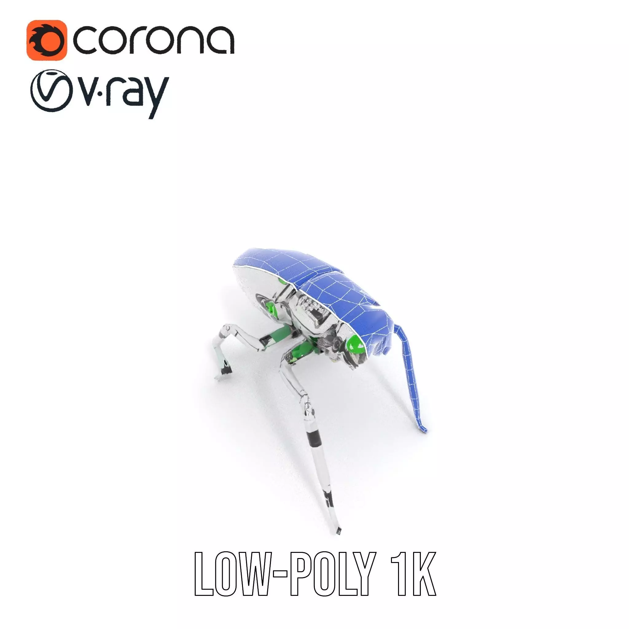 Cyber Insect Metallic model pack Low-poly 3D model_25