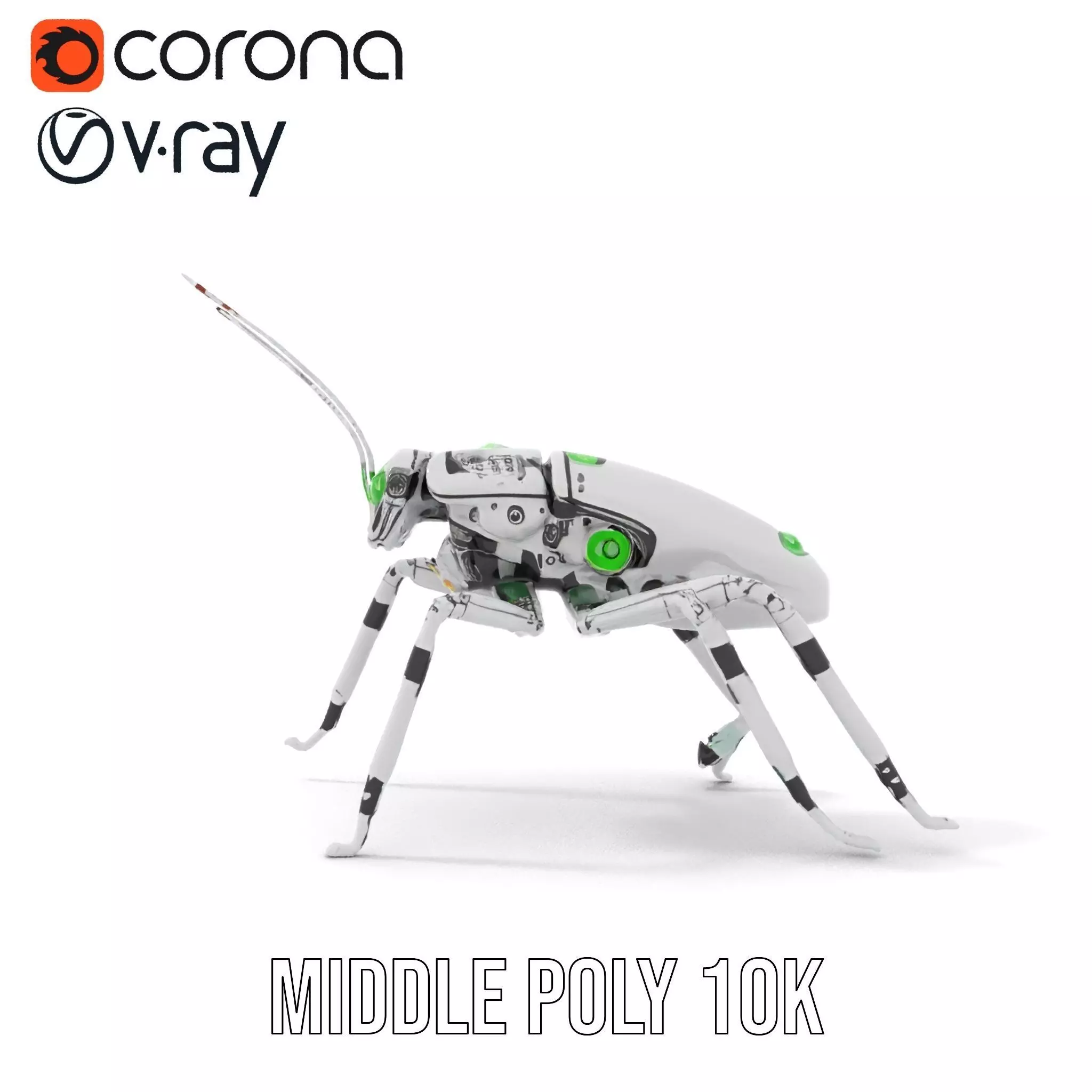 Cyber Insect Metallic model pack Low-poly 3D model_15