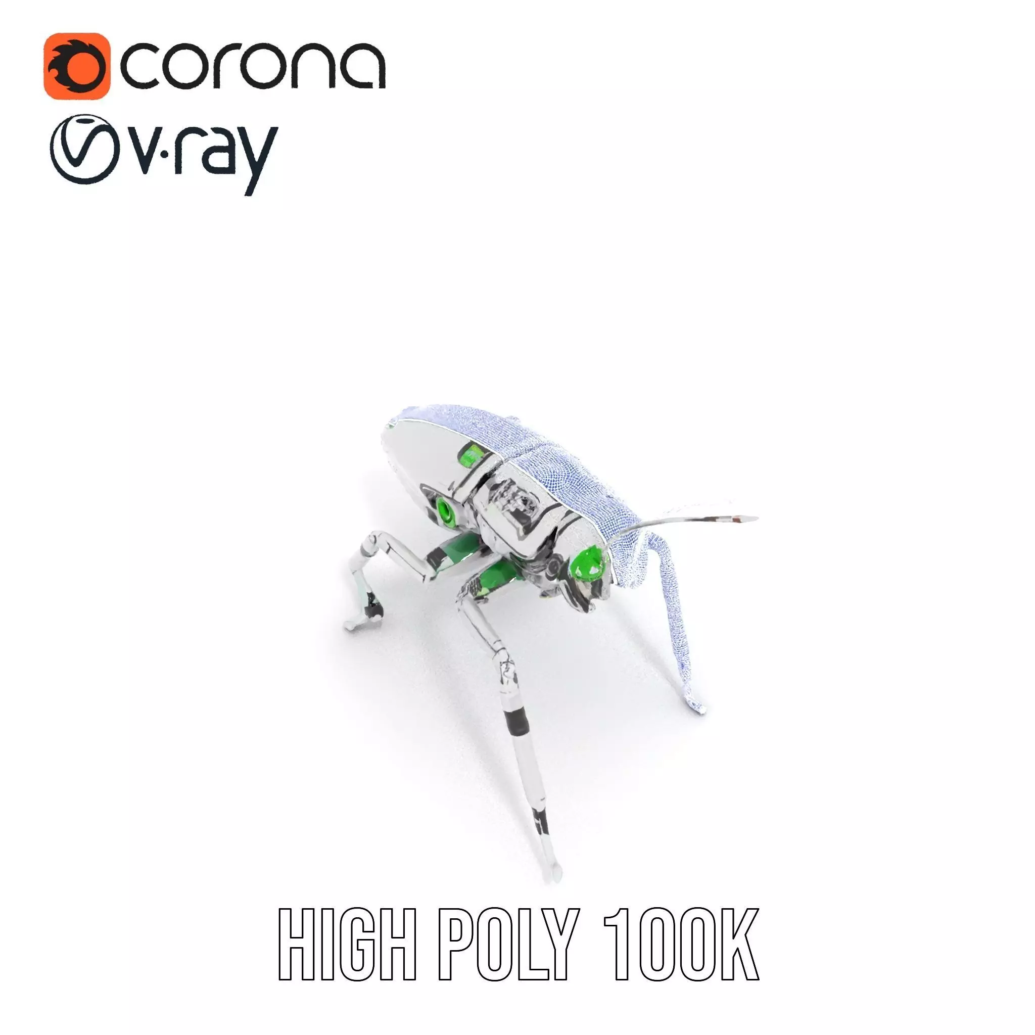 Cyber Insect Metallic model pack Low-poly 3D model_34