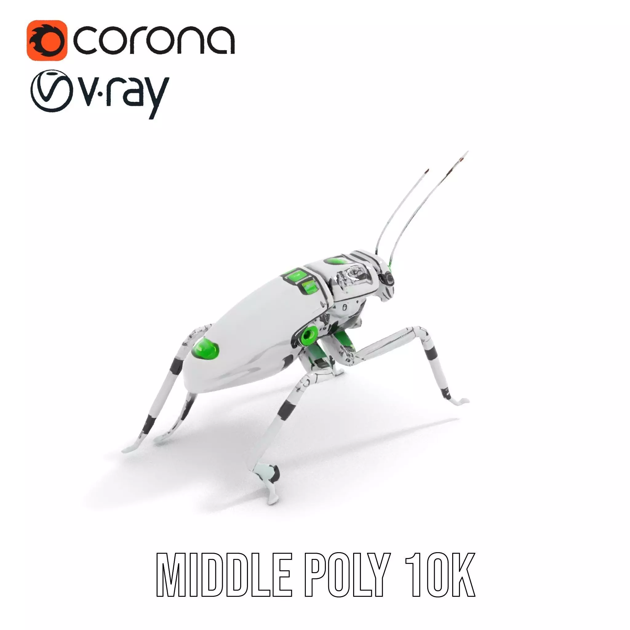 Cyber Insect Metallic model pack Low-poly 3D model_5
