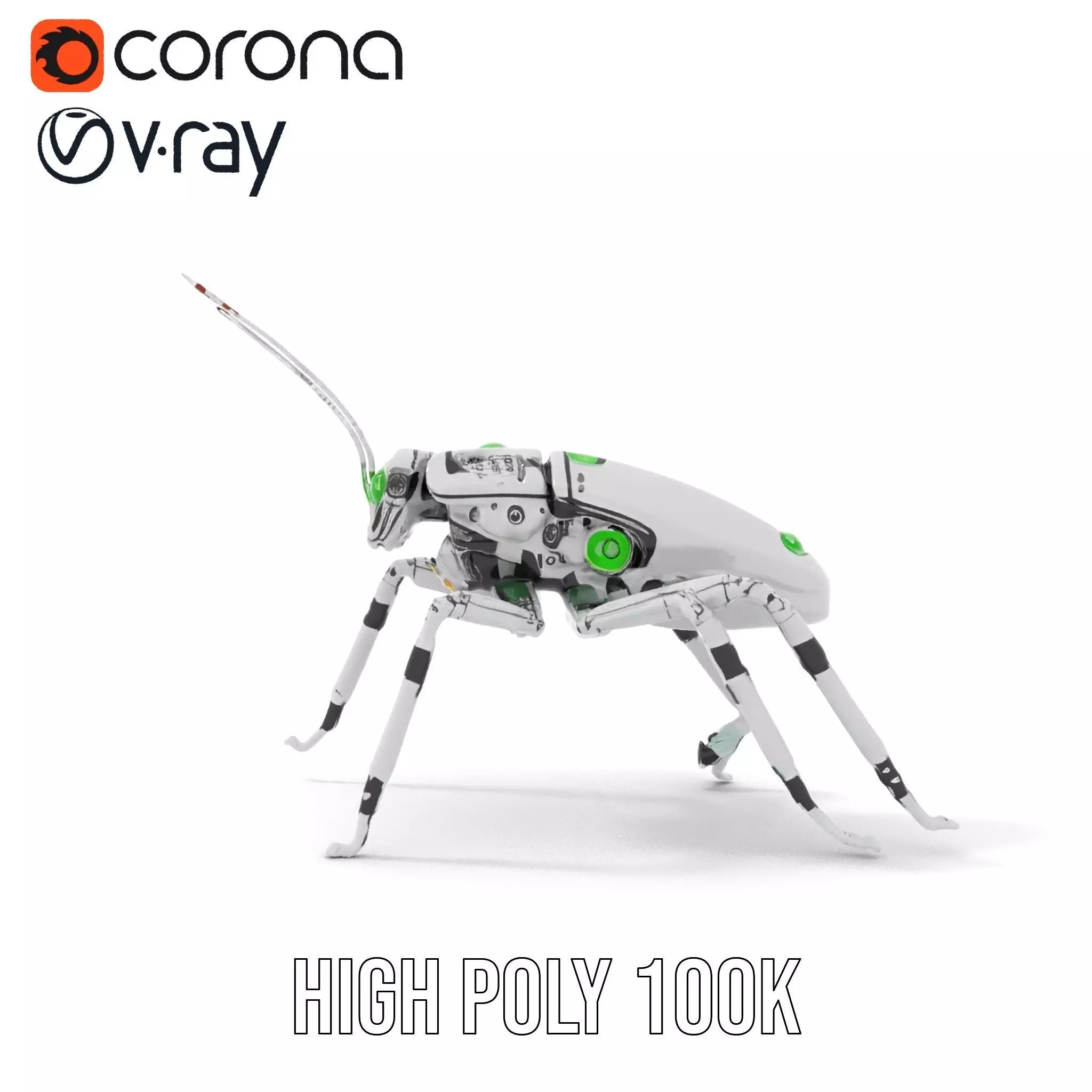 Cyber Insect Metallic model pack Low-poly 3D model_23