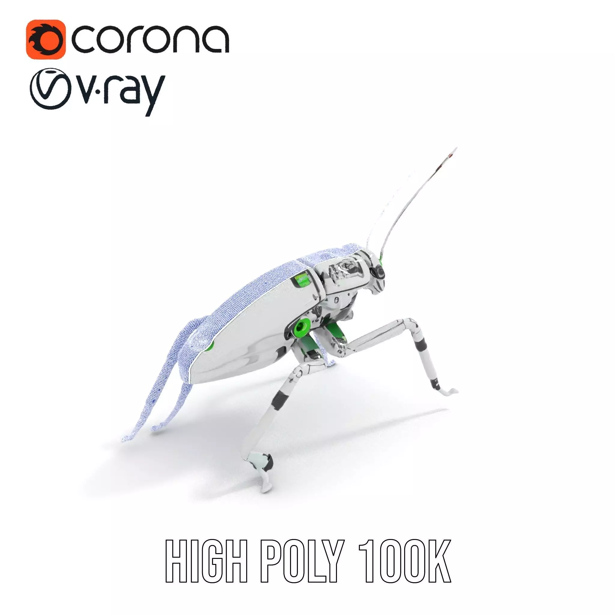 Cyber Insect Metallic model pack Low-poly 3D model_29