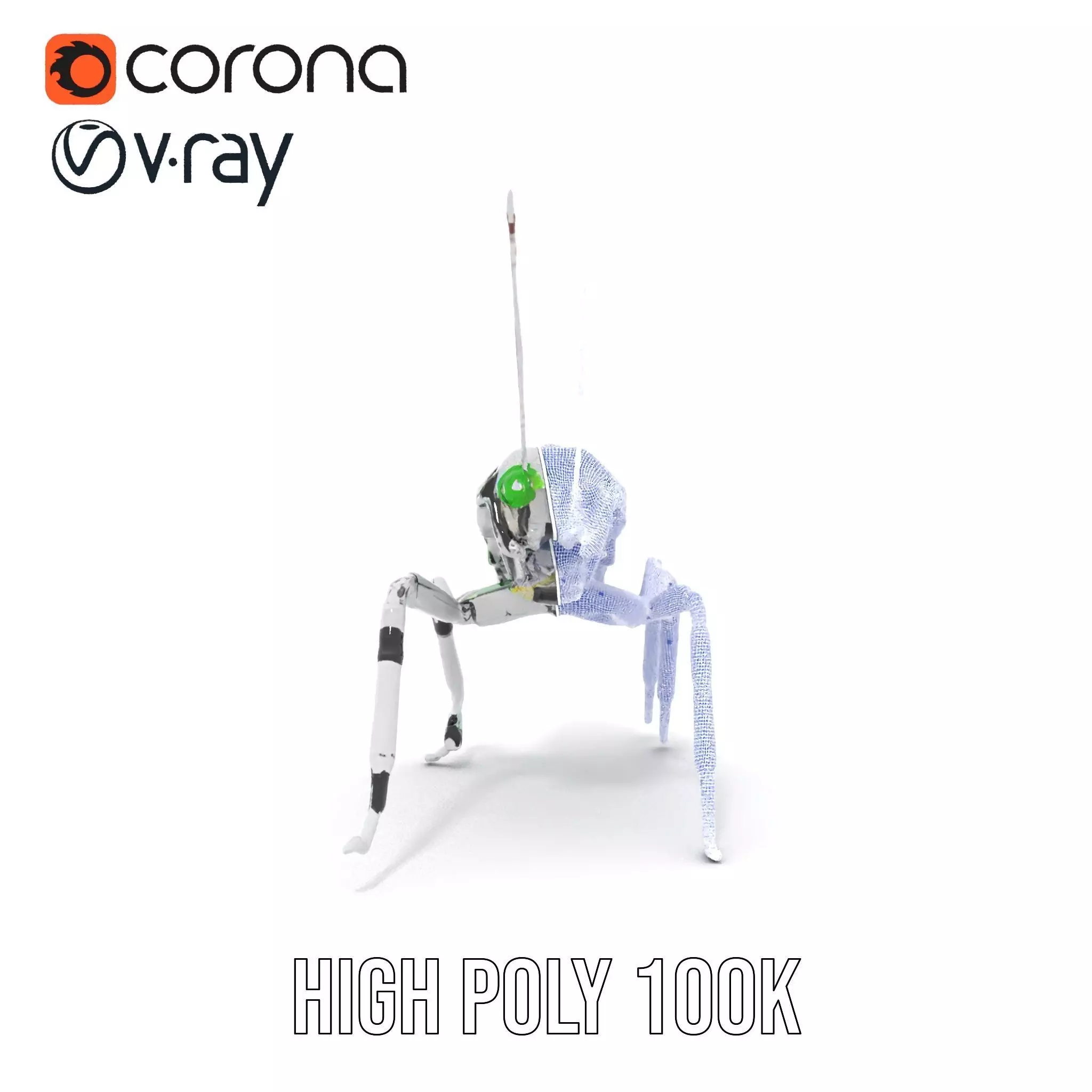 Cyber Insect Metallic model pack Low-poly 3D model_26