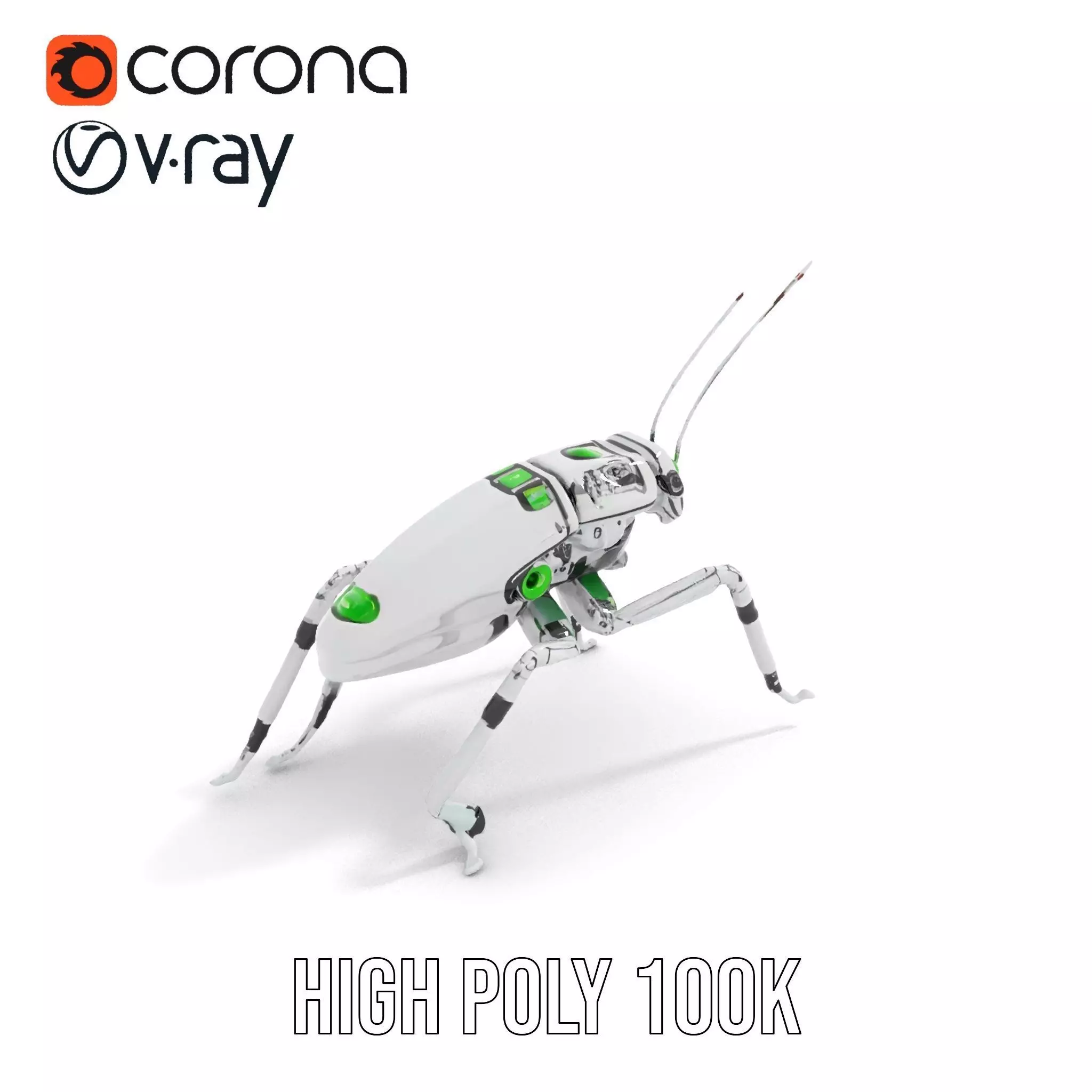 Cyber Insect Metallic model pack Low-poly 3D model_17