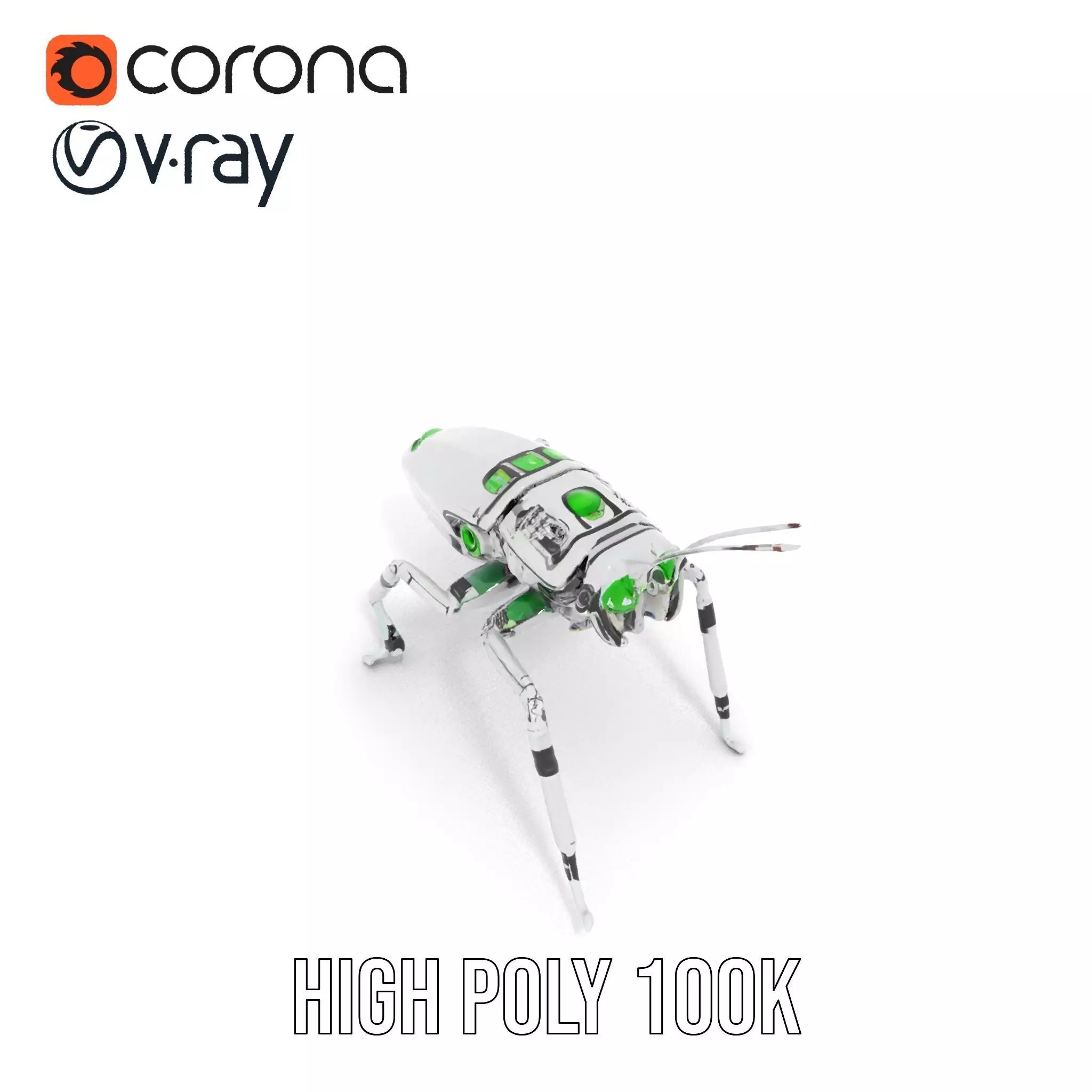 Cyber Insect Metallic model pack Low-poly 3D model_20