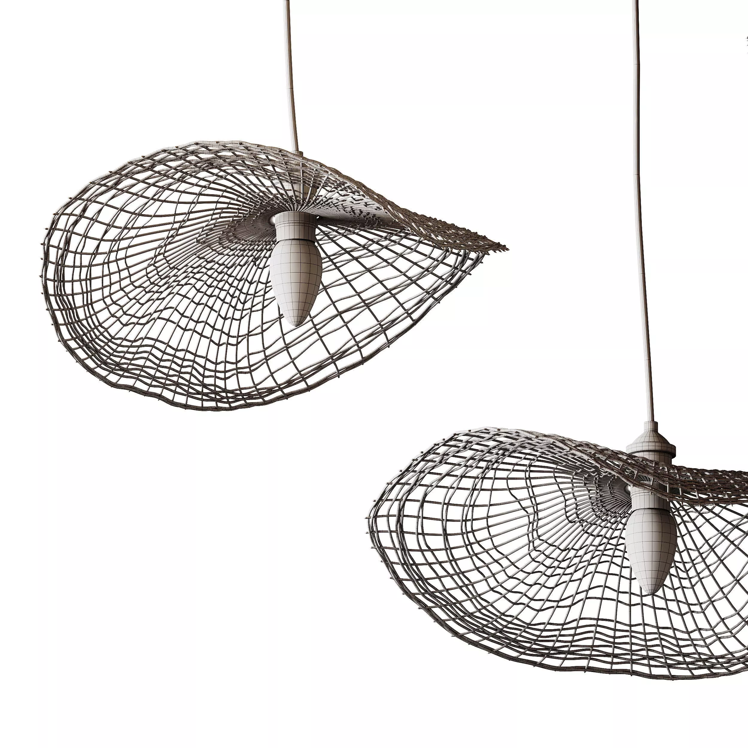 Boho Hand-woven Rattan Chandelier Decorative Pendant Light 3D model_14