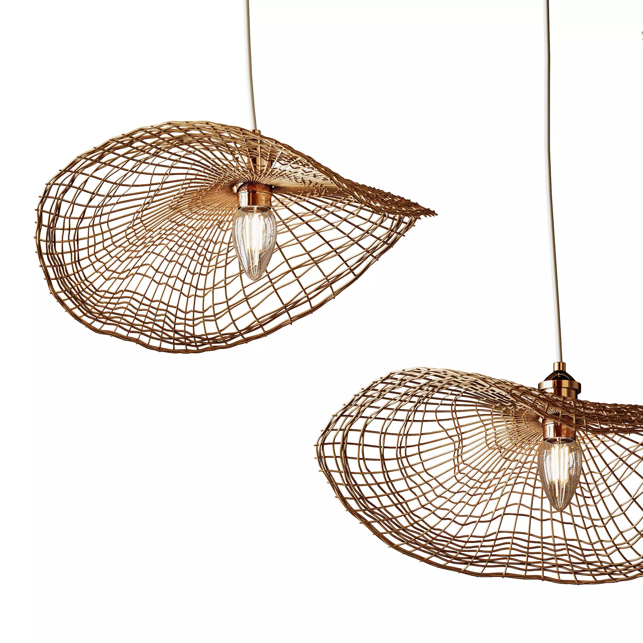 Boho Hand-woven Rattan Chandelier Decorative Pendant Light 3D model_4