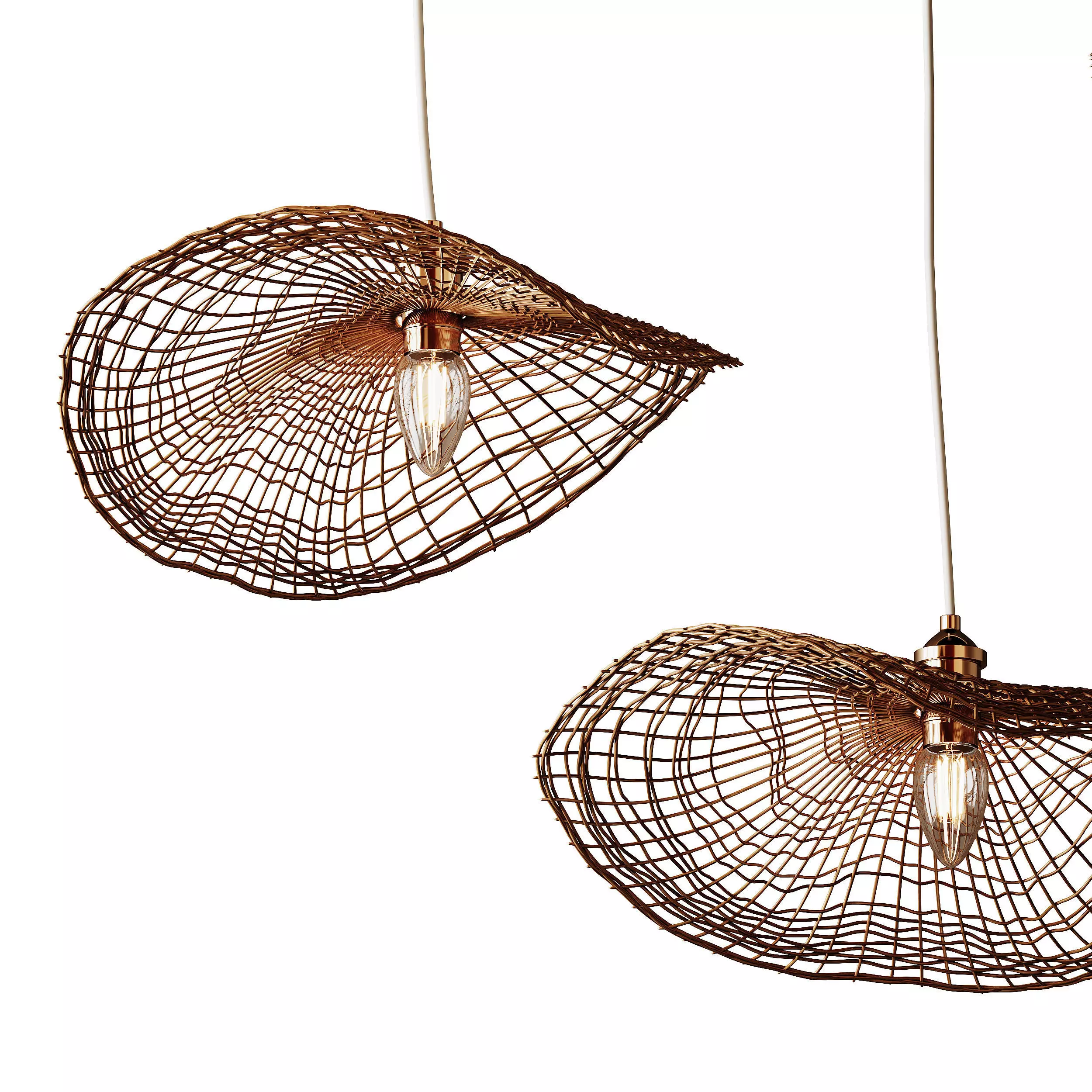 Boho Hand-woven Rattan Chandelier Decorative Pendant Light 3D model_7