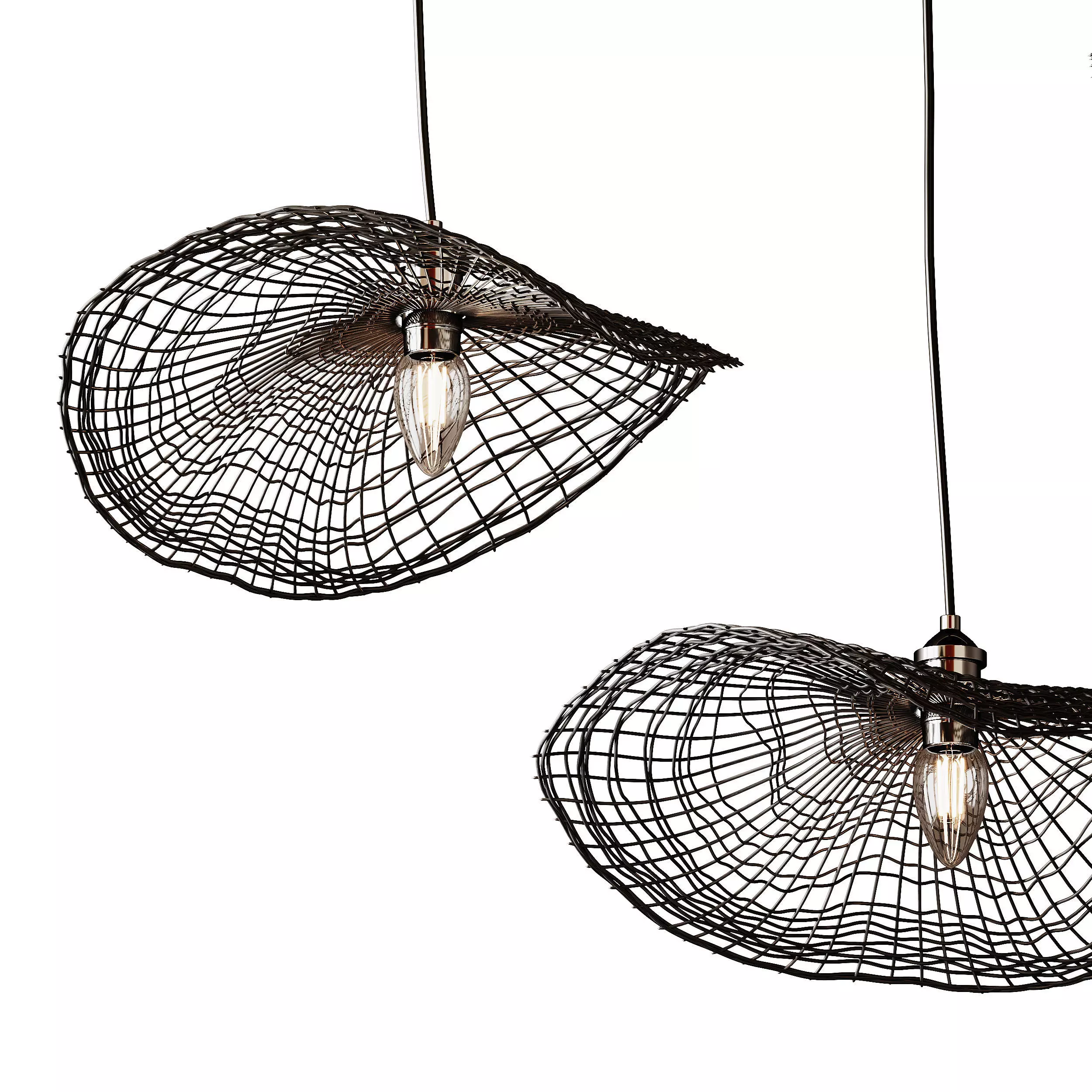 Boho Hand-woven Rattan Chandelier Decorative Pendant Light 3D model_10