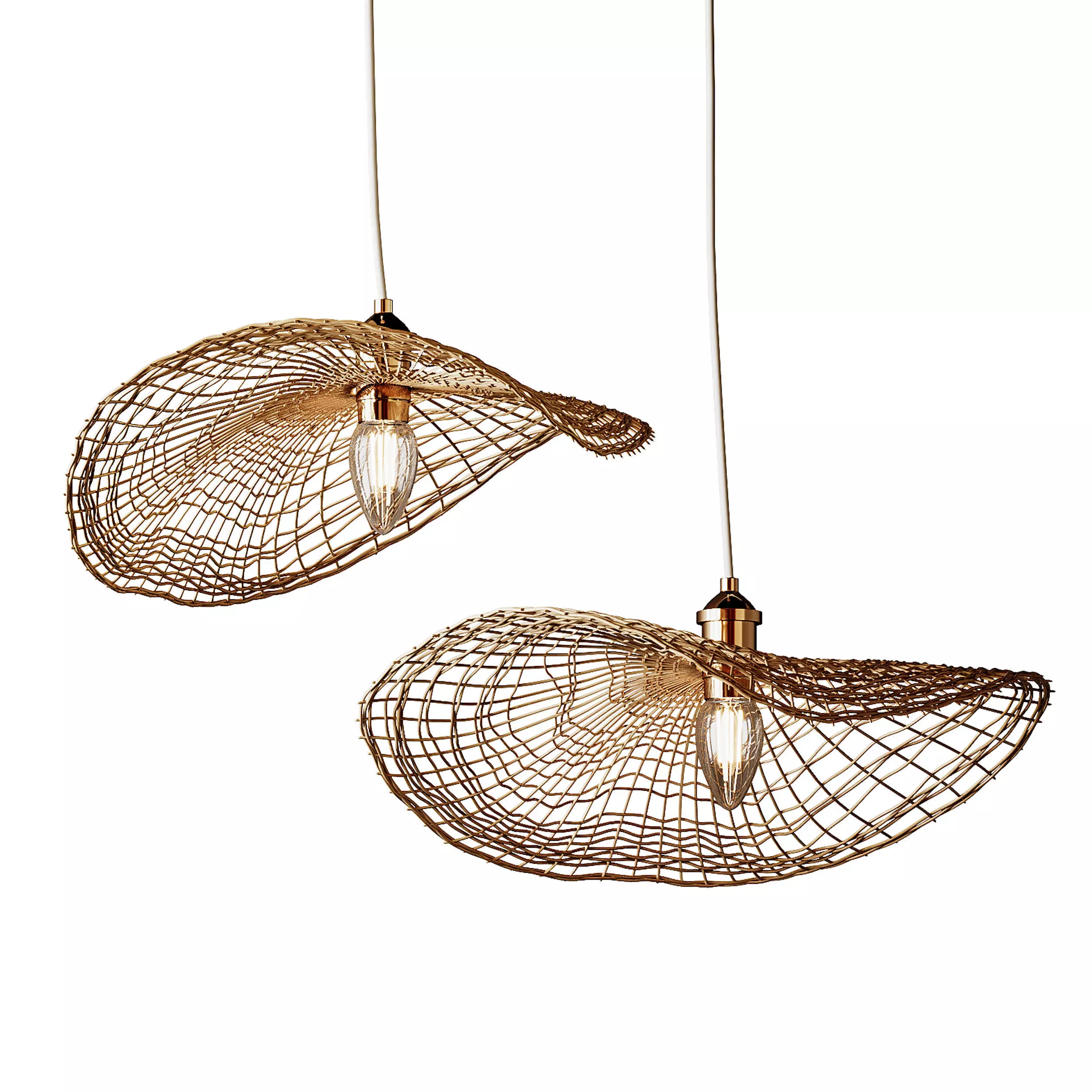 Boho Hand-woven Rattan Chandelier Decorative Pendant Light 3D model_12