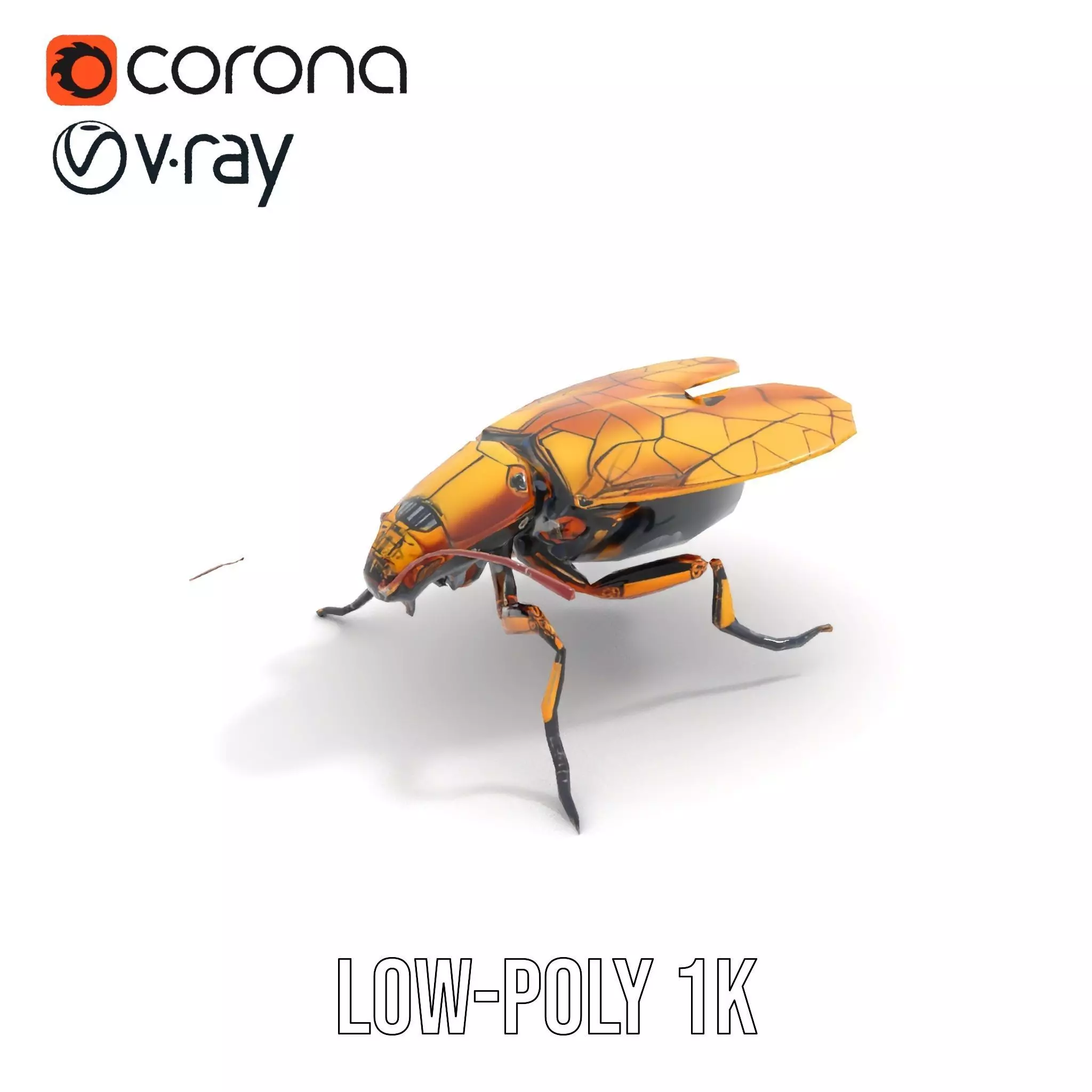 Golden Robo Beetle model pack Low-poly 3D model_7