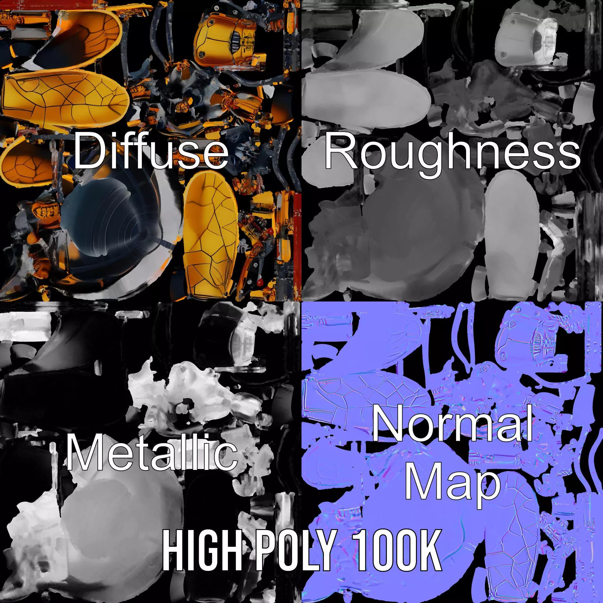 Golden Robo Beetle model pack Low-poly 3D model_3