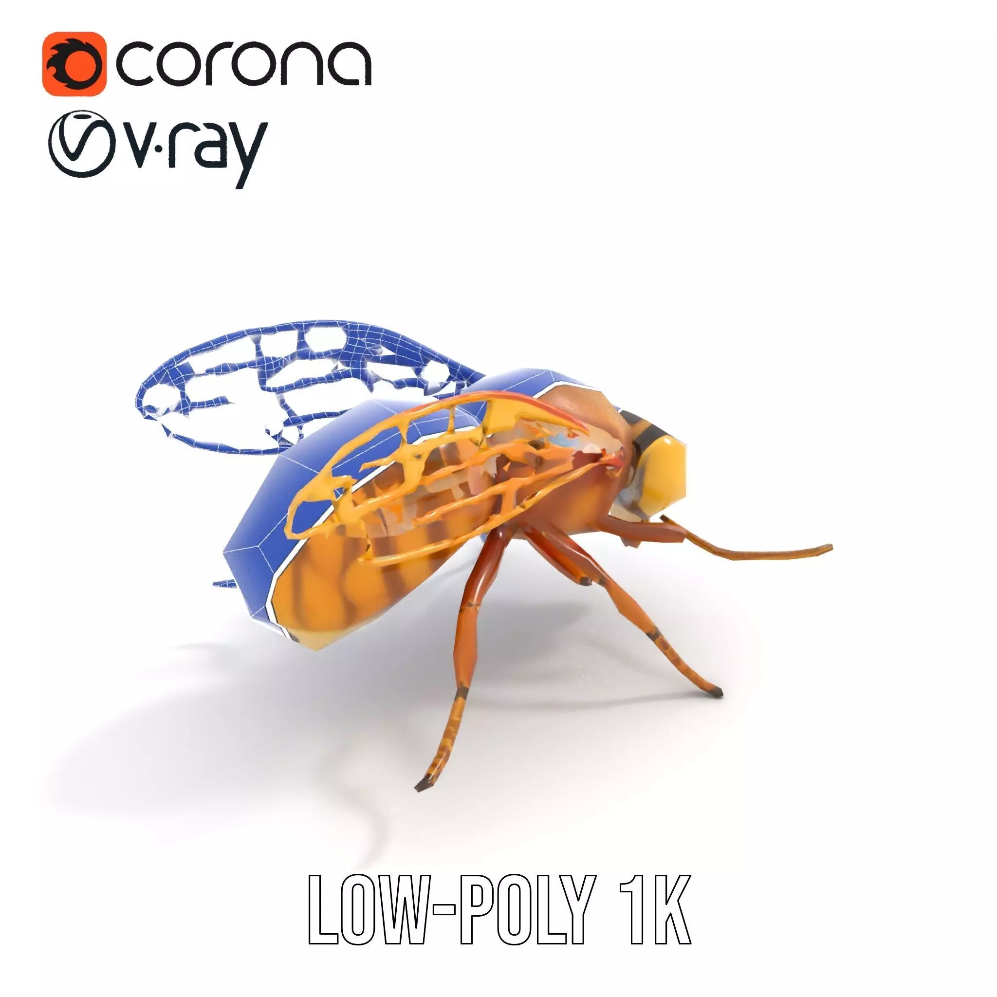 Golden Bee Creature model pack Low-poly 3D model_9