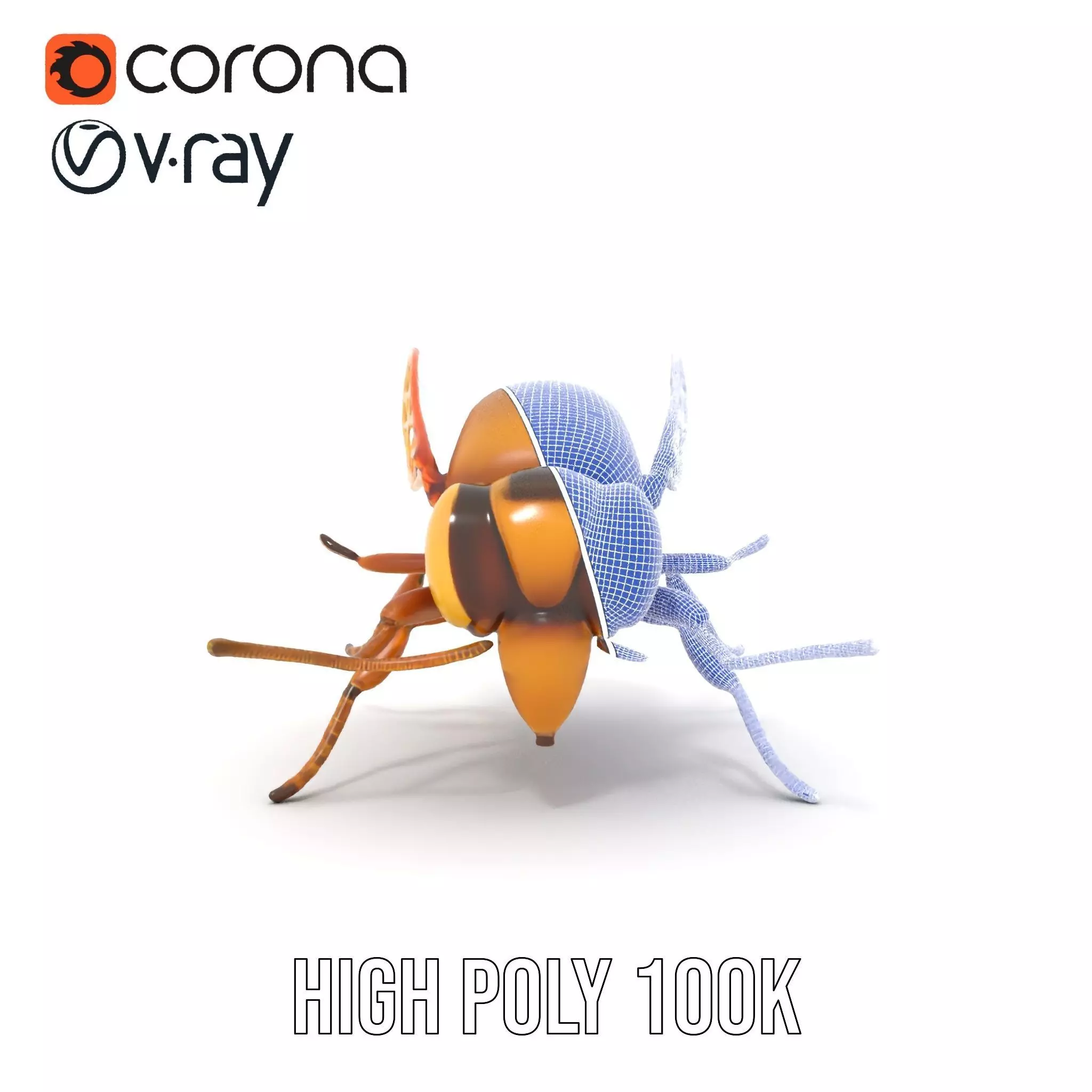 Golden Bee Creature model pack Low-poly 3D model_34