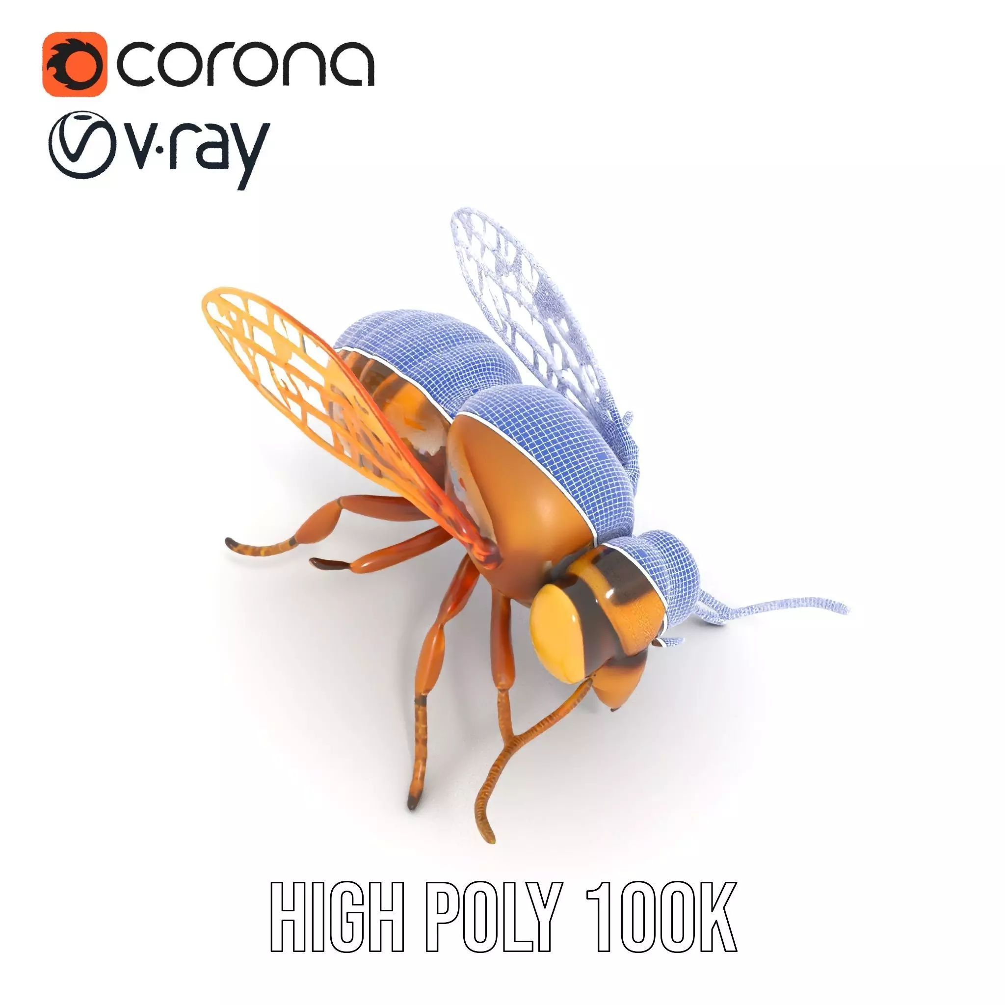 Golden Bee Creature model pack Low-poly 3D model_26