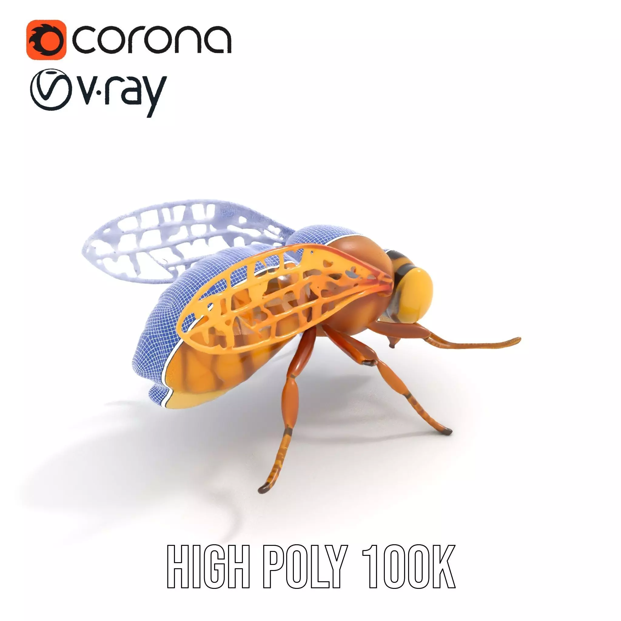 Golden Bee Creature model pack Low-poly 3D model_32