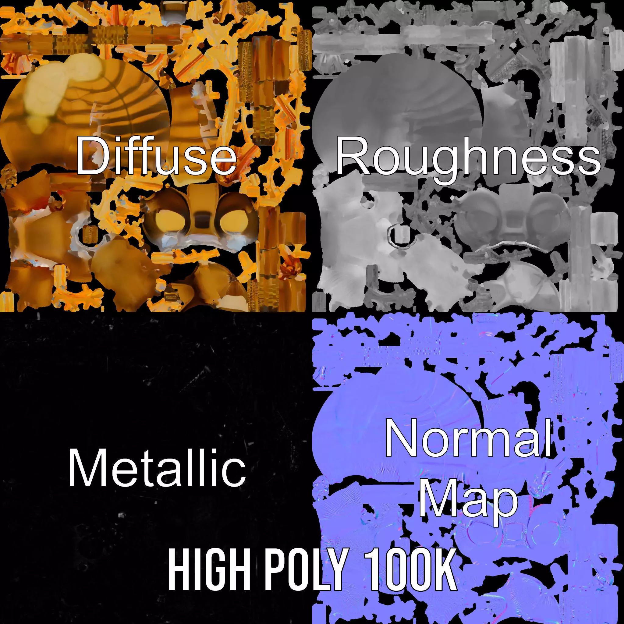 Golden Bee Creature model pack Low-poly 3D model_3