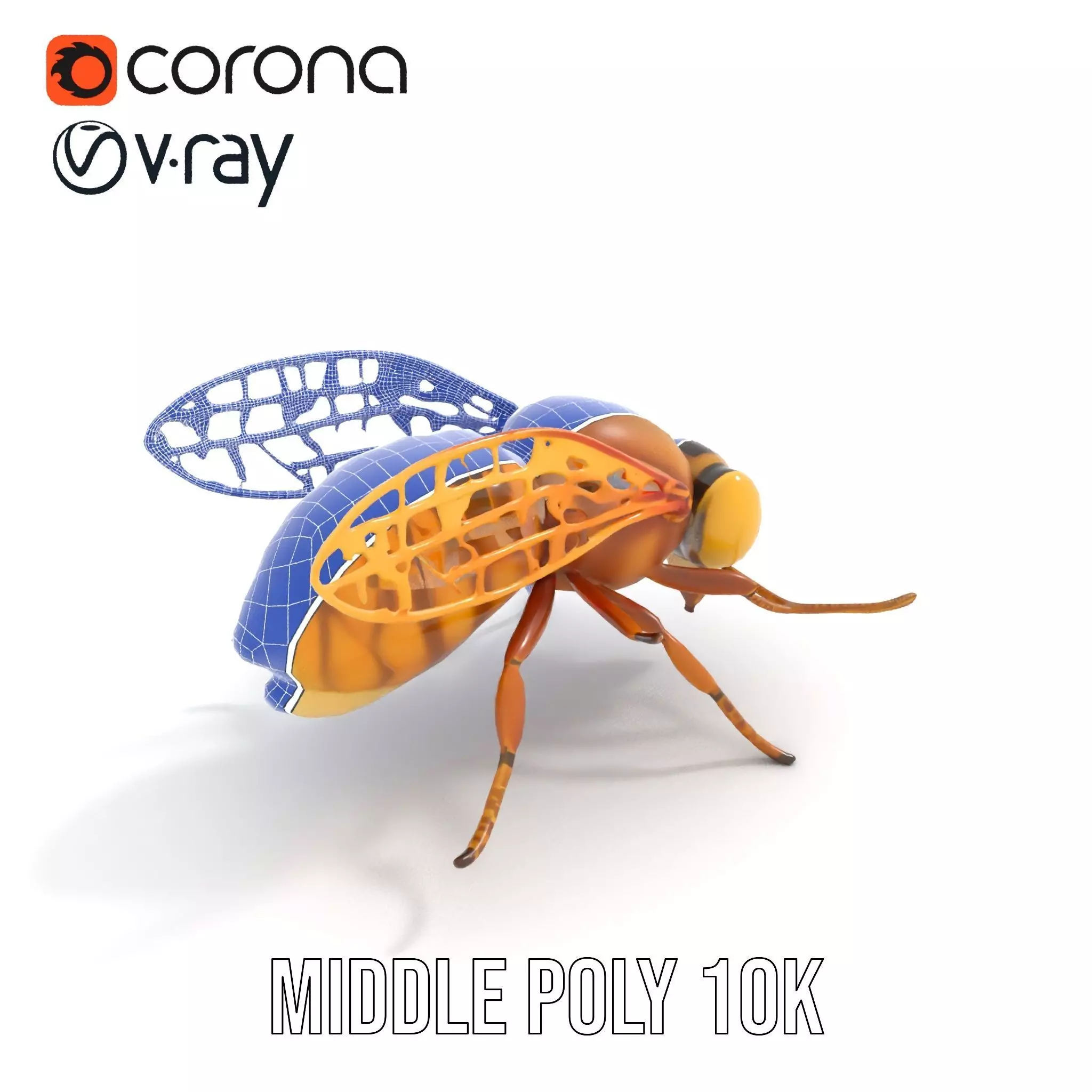 Golden Bee Creature model pack Low-poly 3D model_11