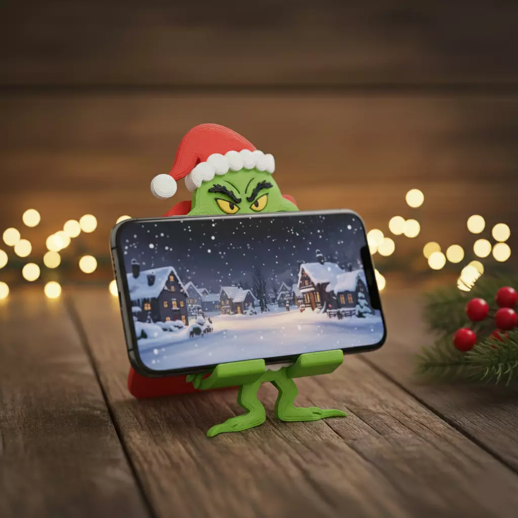 Grinchy Phone Stand 3D print model_1