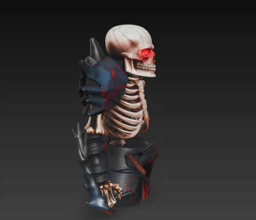 Bone Commander - Dark Fantasy Undead Warrior Sculpture 3D print model_2