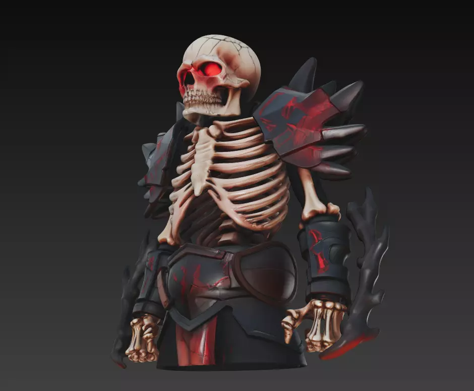 Bone Commander - Dark Fantasy Undead Warrior Sculpture 3D print model_1