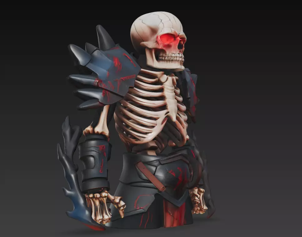 Bone Commander - Dark Fantasy Undead Warrior Sculpture 3D print model_0