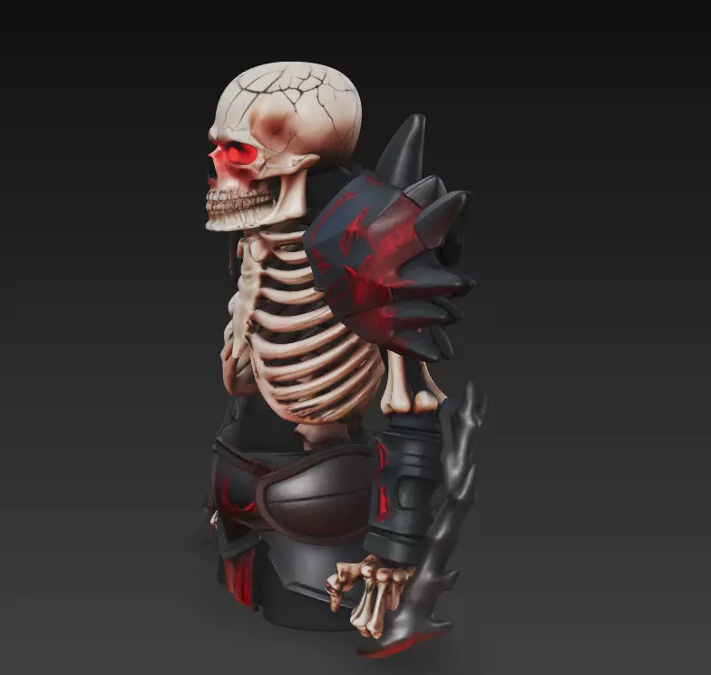 Bone Commander - Dark Fantasy Undead Warrior Sculpture 3D print model_3
