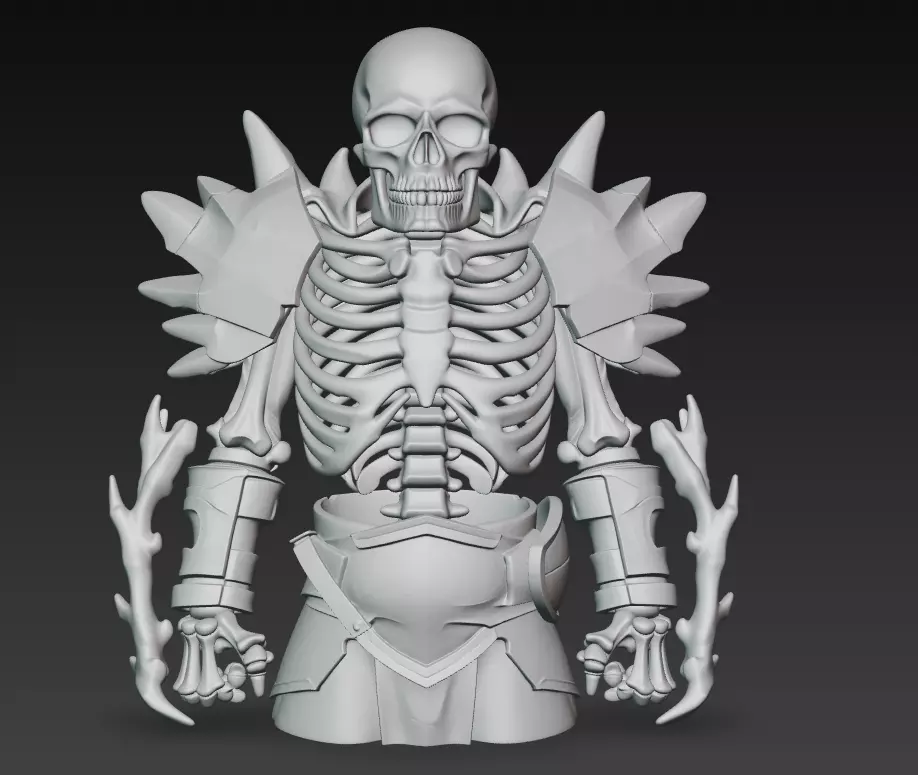 Bone Commander - Dark Fantasy Undead Warrior Sculpture 3D print model_8