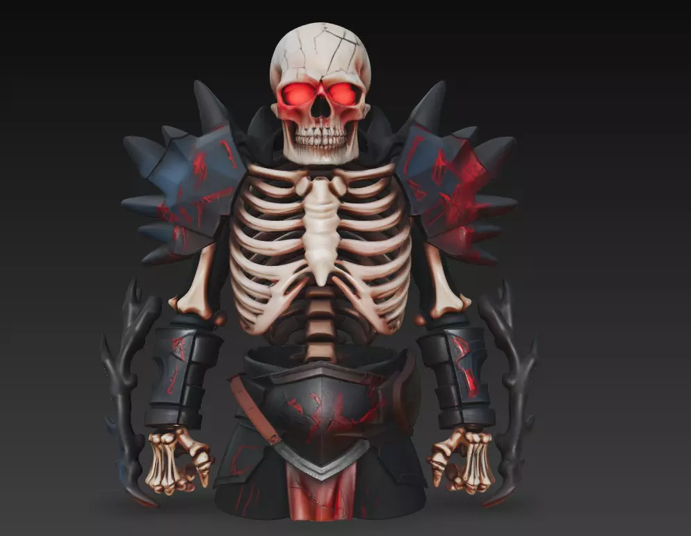 Bone Commander - Dark Fantasy Undead Warrior Sculpture 3D print model_5
