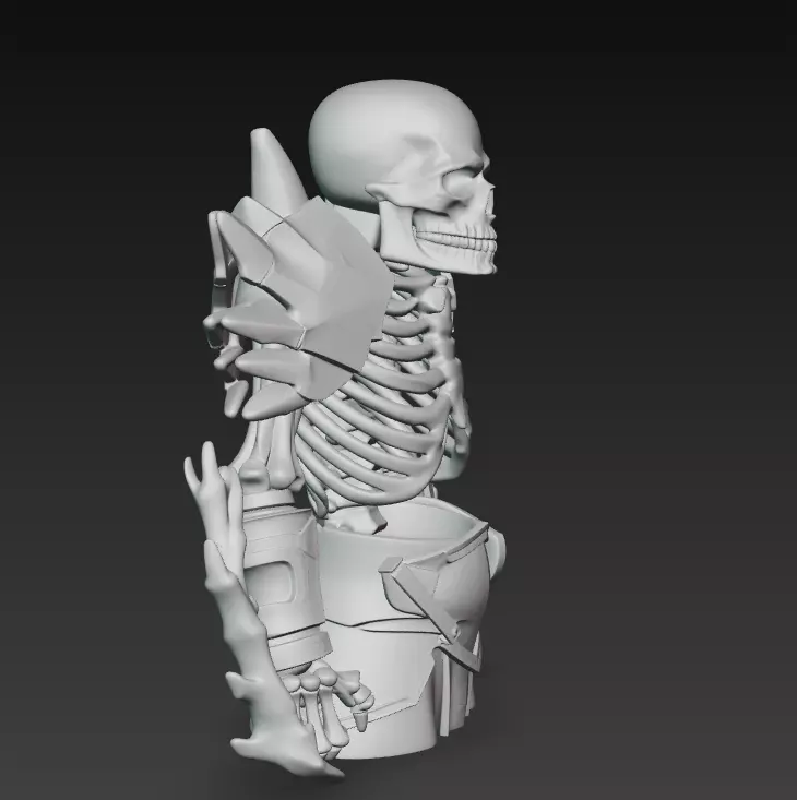 Bone Commander - Dark Fantasy Undead Warrior Sculpture 3D print model_9