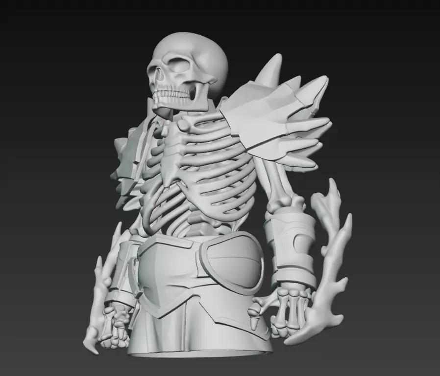 Bone Commander - Dark Fantasy Undead Warrior Sculpture 3D print model_10
