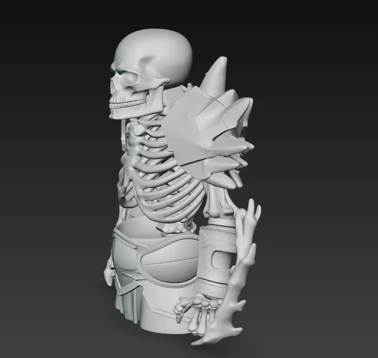 Bone Commander - Dark Fantasy Undead Warrior Sculpture 3D print model_7