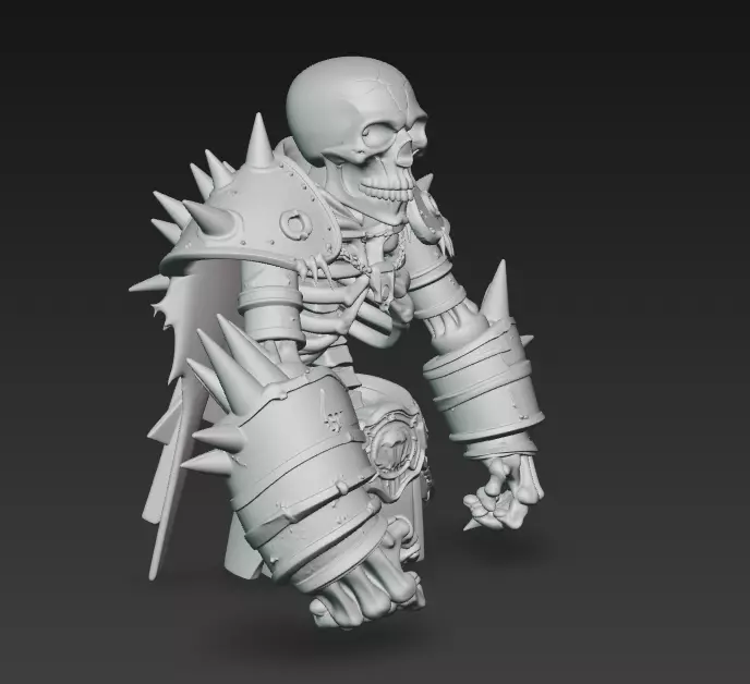 Crimson Bone Champion - Armored Undead Warrior Bust 3D print model_10