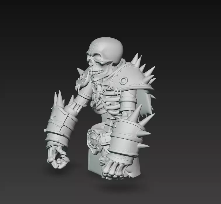 Crimson Bone Champion - Armored Undead Warrior Bust 3D print model_7