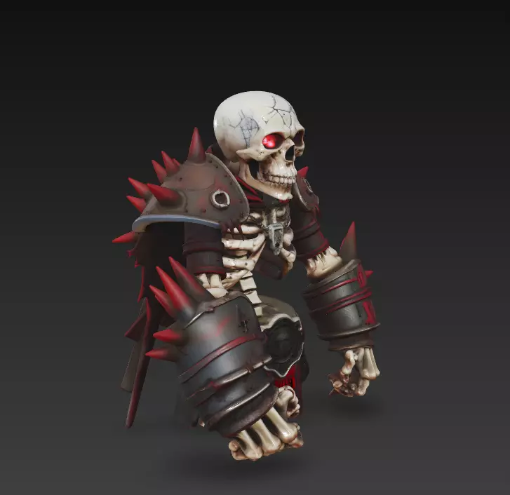 Crimson Bone Champion - Armored Undead Warrior Bust 3D print model_4