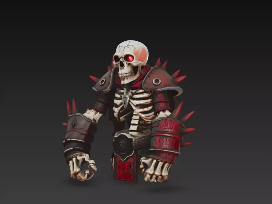 Crimson Bone Champion - Armored Undead Warrior Bust 3D print model_3