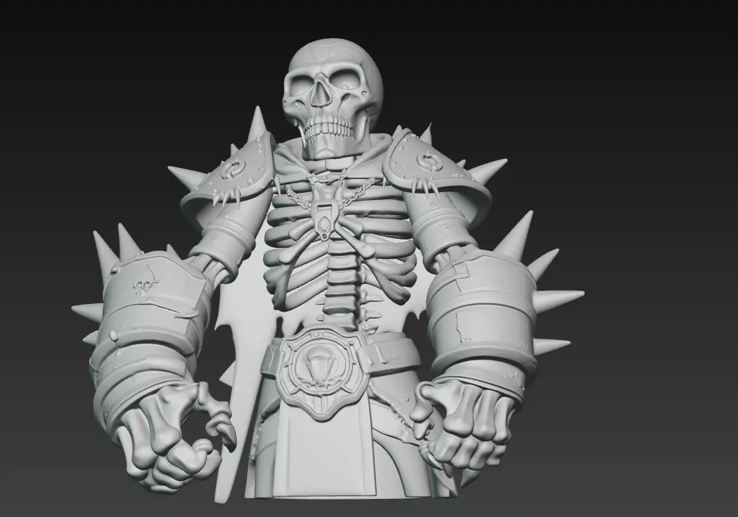 Crimson Bone Champion - Armored Undead Warrior Bust 3D print model_6