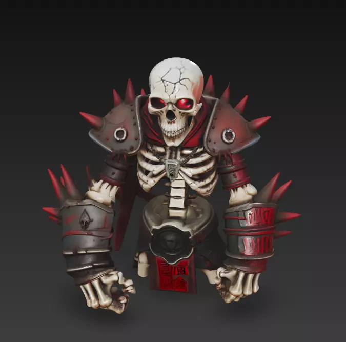 Crimson Bone Champion - Armored Undead Warrior Bust 3D print model_0