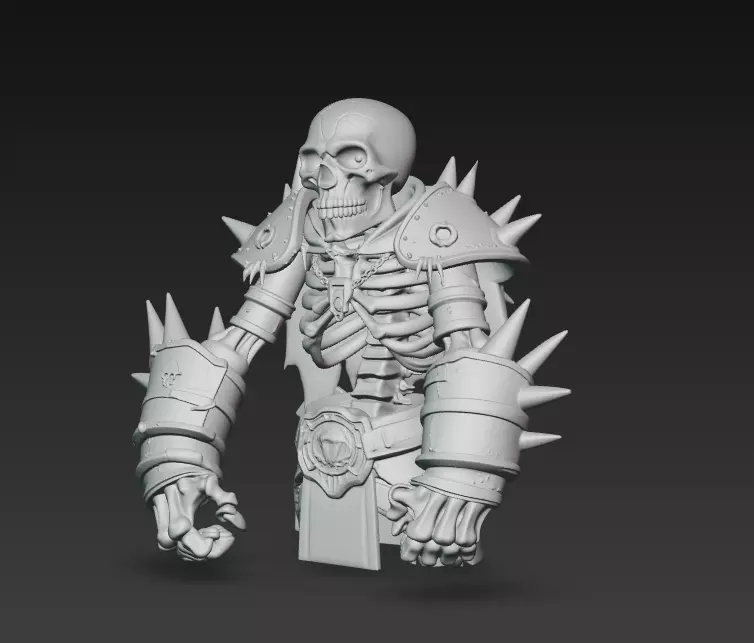 Crimson Bone Champion - Armored Undead Warrior Bust 3D print model_9