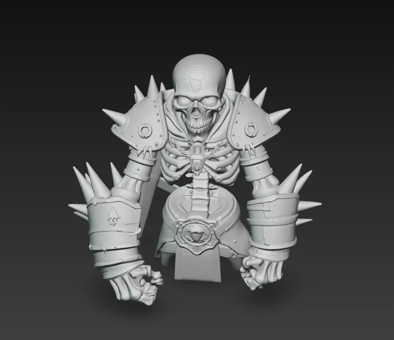 Crimson Bone Champion - Armored Undead Warrior Bust 3D print model_8