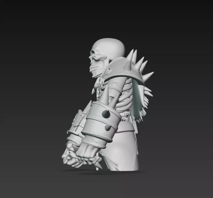 Crimson Bone Champion - Armored Undead Warrior Bust 3D print model_11
