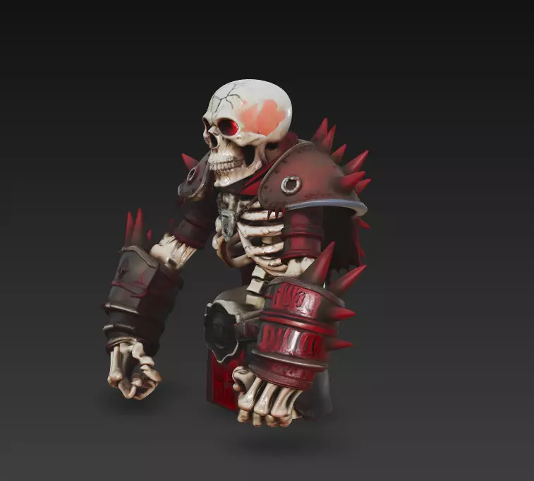 Crimson Bone Champion - Armored Undead Warrior Bust 3D print model_5