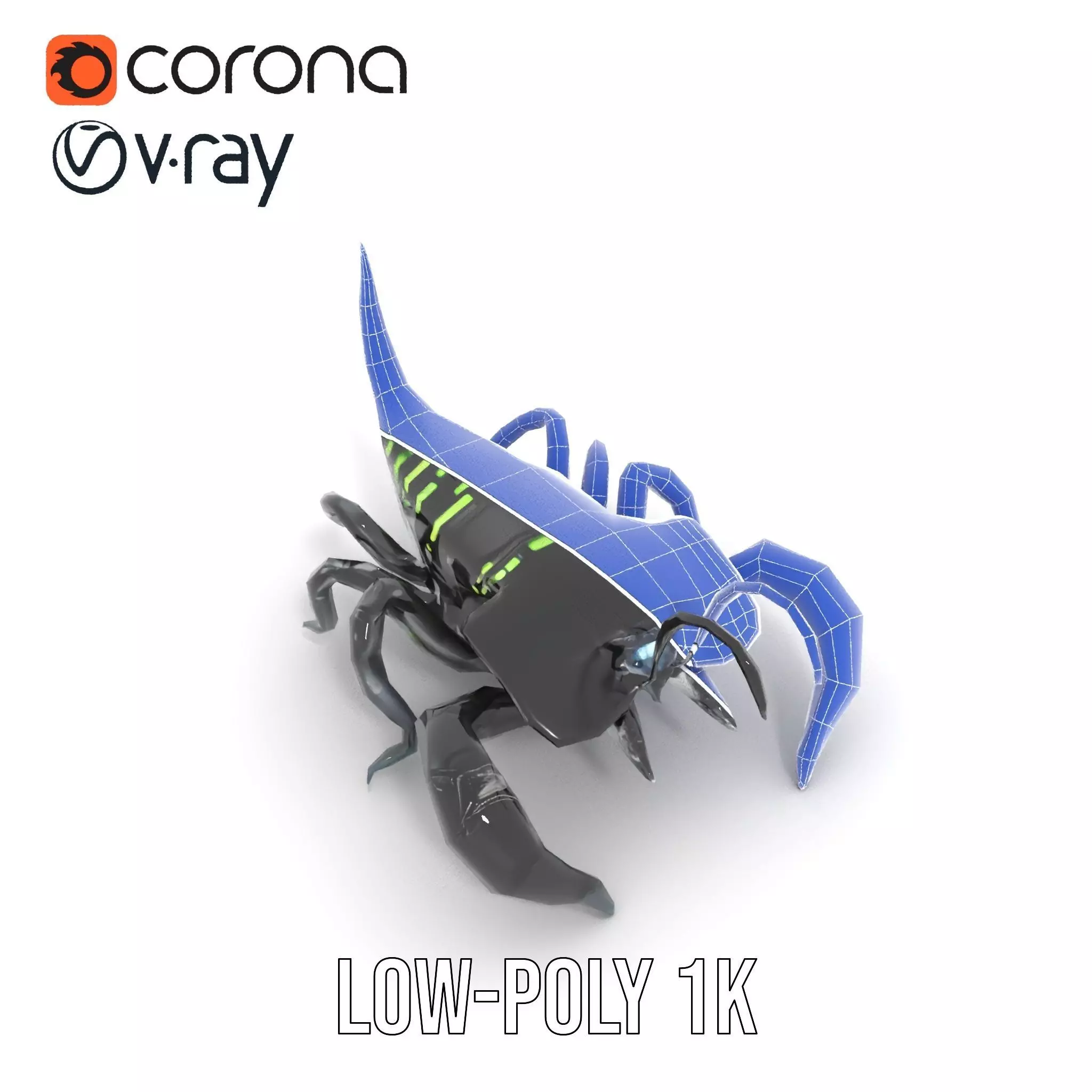 Cyber Scorpion Neon model pack Low-poly 3D model_7