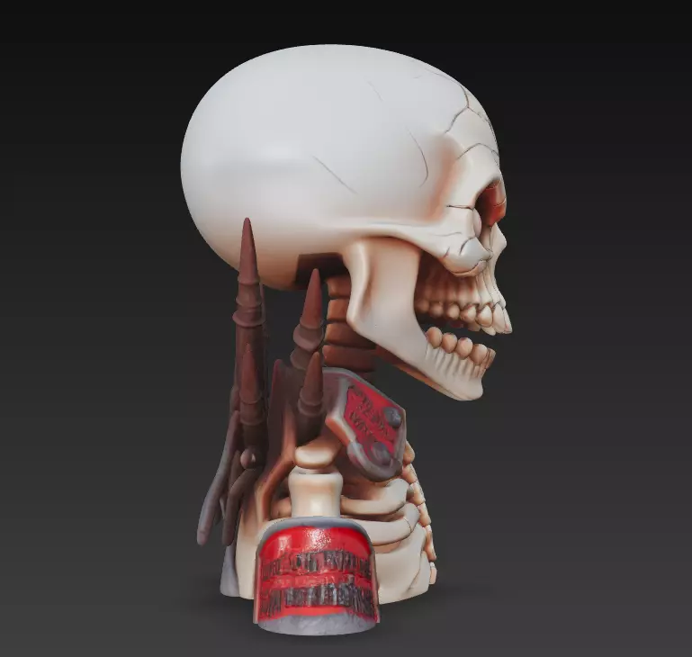 Infernal Bone Warlord - Stylized Skull Bust Sculpture 3D print model_1