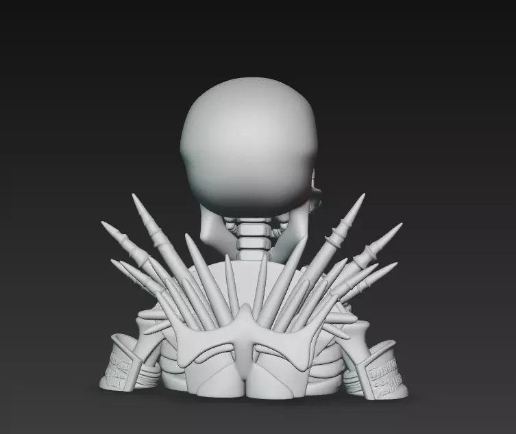 Infernal Bone Warlord - Stylized Skull Bust Sculpture 3D print model_9